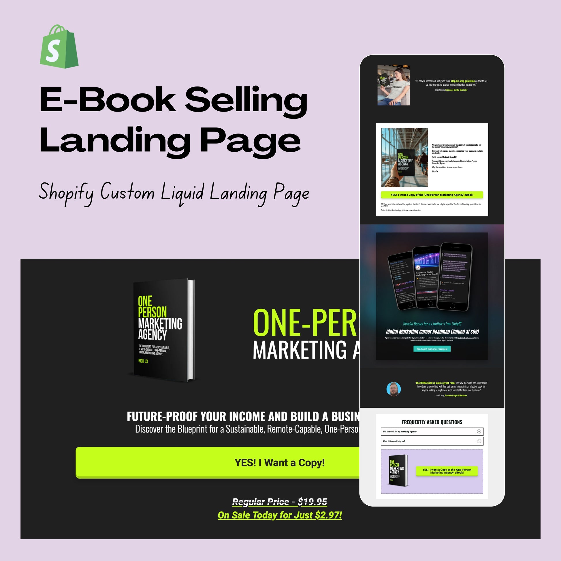 E-Book Selling Shopify Single Product Landing Page